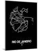 Rio de Janeiro Street Map Black-NaxArt-Mounted Art Print