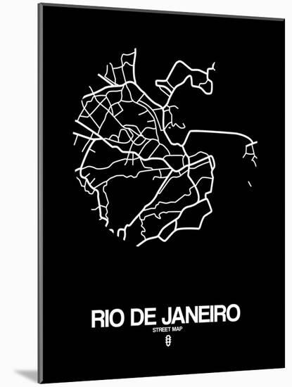 Rio de Janeiro Street Map Black-NaxArt-Mounted Art Print