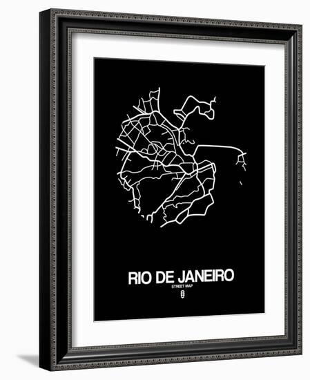 Rio de Janeiro Street Map Black-NaxArt-Framed Art Print