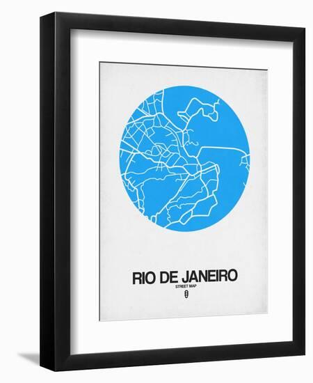 Rio de Janeiro Street Map Blue-NaxArt-Framed Premium Giclee Print