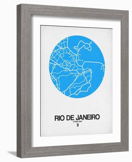 Rio de Janeiro Street Map Blue-NaxArt-Framed Art Print