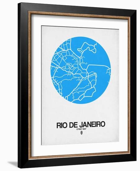 Rio de Janeiro Street Map Blue-NaxArt-Framed Art Print