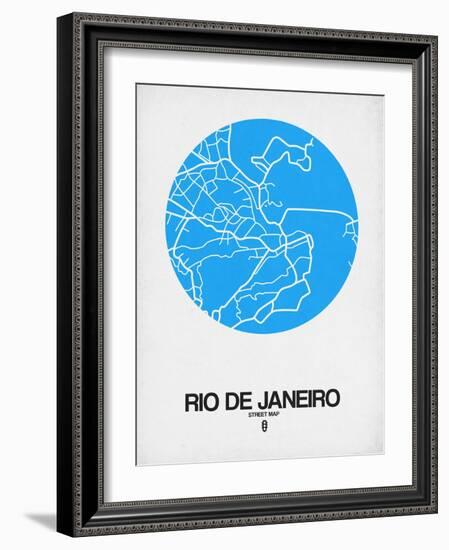 Rio de Janeiro Street Map Blue-NaxArt-Framed Art Print