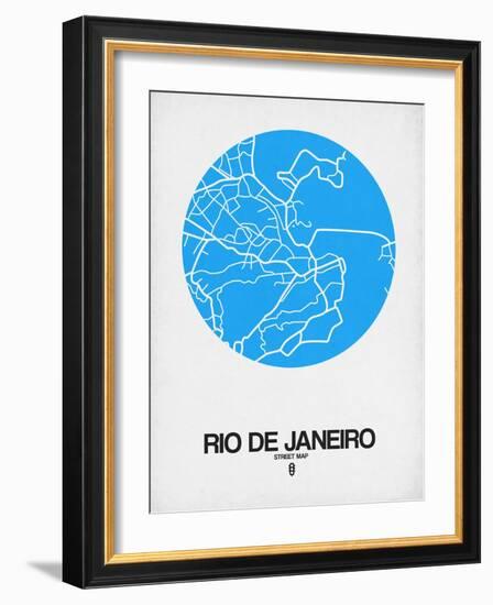 Rio de Janeiro Street Map Blue-NaxArt-Framed Art Print