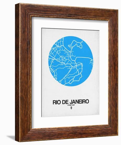 Rio de Janeiro Street Map Blue-NaxArt-Framed Art Print