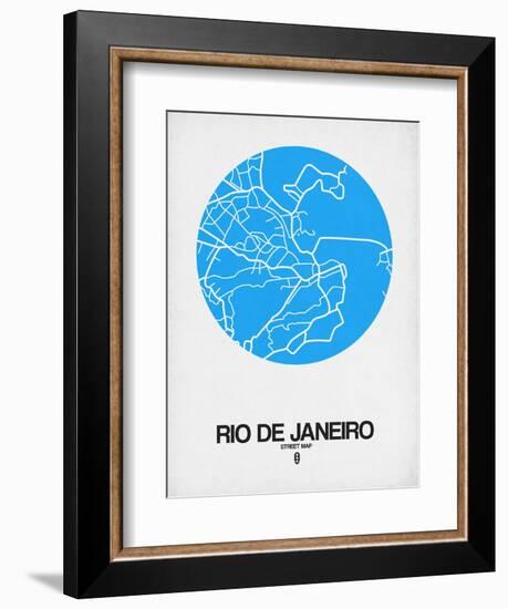 Rio de Janeiro Street Map Blue-NaxArt-Framed Art Print