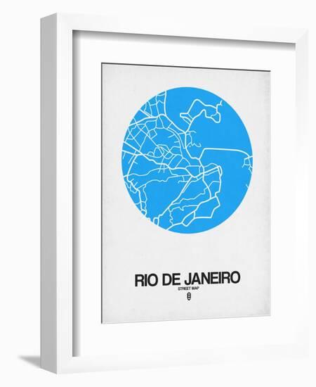 Rio de Janeiro Street Map Blue-NaxArt-Framed Art Print