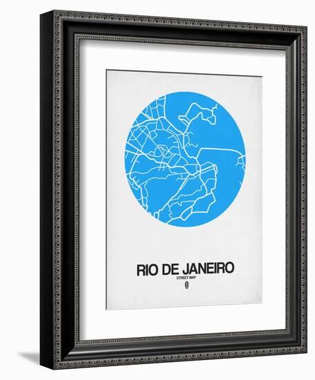 Rio de Janeiro Street Map Blue-NaxArt-Framed Art Print