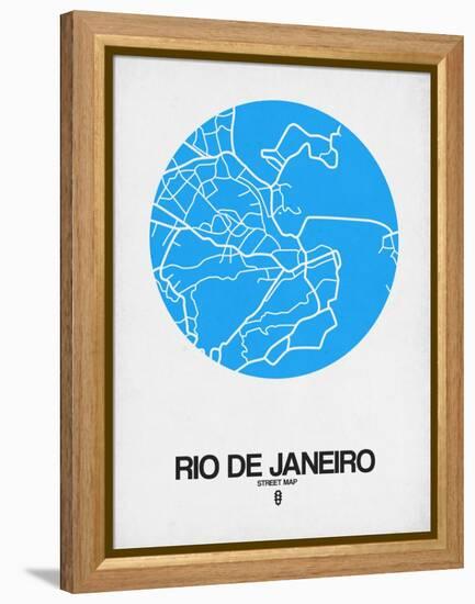 Rio de Janeiro Street Map Blue-NaxArt-Framed Stretched Canvas