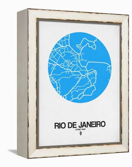 Rio de Janeiro Street Map Blue-NaxArt-Framed Stretched Canvas