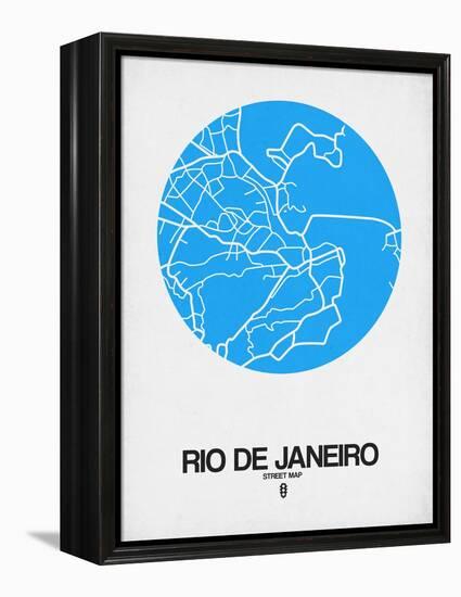 Rio de Janeiro Street Map Blue-NaxArt-Framed Stretched Canvas