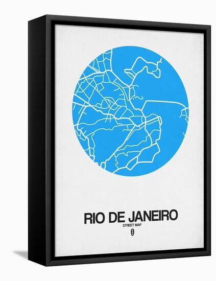 Rio de Janeiro Street Map Blue-NaxArt-Framed Stretched Canvas