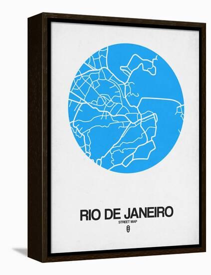 Rio de Janeiro Street Map Blue-NaxArt-Framed Stretched Canvas