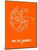 Rio de Janeiro Street Map Orange-NaxArt-Mounted Art Print