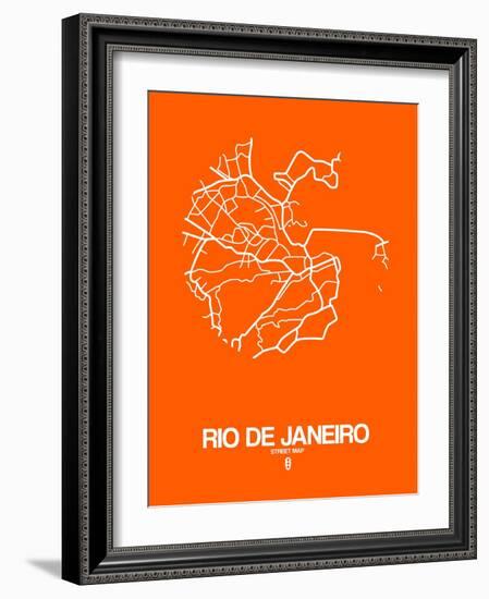 Rio de Janeiro Street Map Orange-NaxArt-Framed Art Print