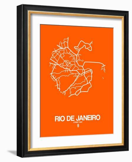 Rio de Janeiro Street Map Orange-NaxArt-Framed Art Print