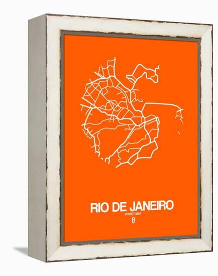 Rio de Janeiro Street Map Orange-NaxArt-Framed Stretched Canvas