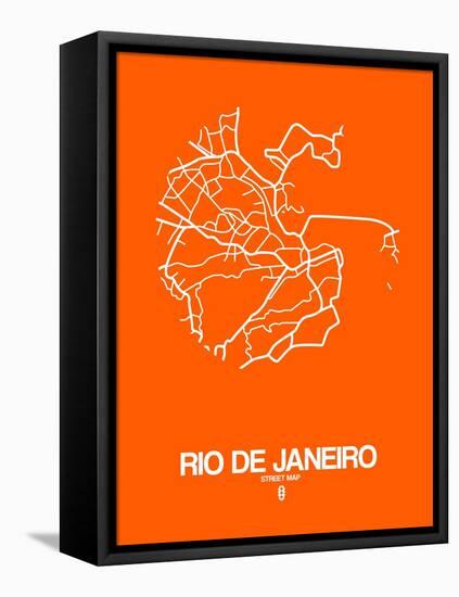 Rio de Janeiro Street Map Orange-NaxArt-Framed Stretched Canvas