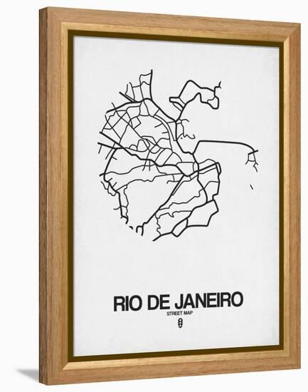 Rio de Janeiro Street Map White-NaxArt-Framed Stretched Canvas