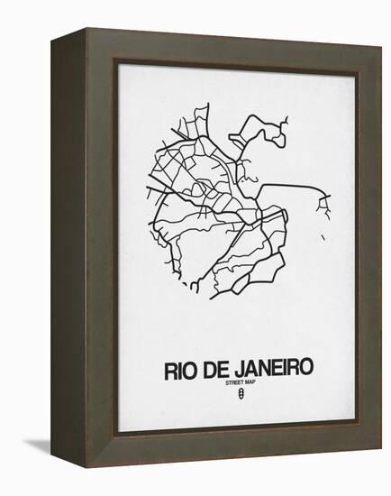 Rio de Janeiro Street Map White-NaxArt-Framed Stretched Canvas