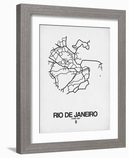 Rio de Janeiro Street Map White-NaxArt-Framed Art Print