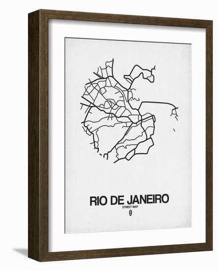 Rio de Janeiro Street Map White-NaxArt-Framed Art Print