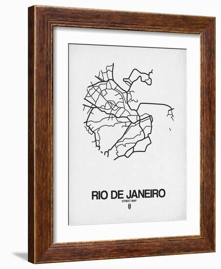 Rio de Janeiro Street Map White-NaxArt-Framed Art Print