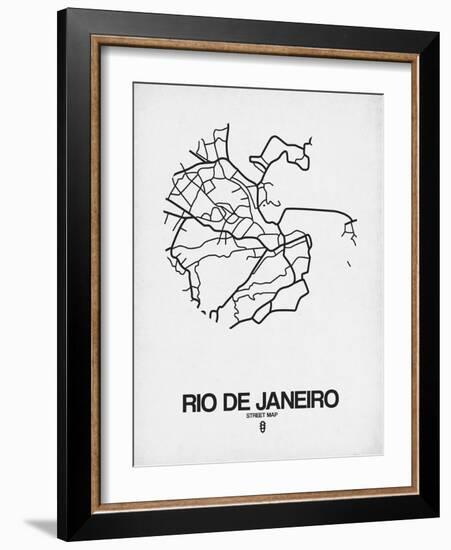 Rio de Janeiro Street Map White-NaxArt-Framed Art Print