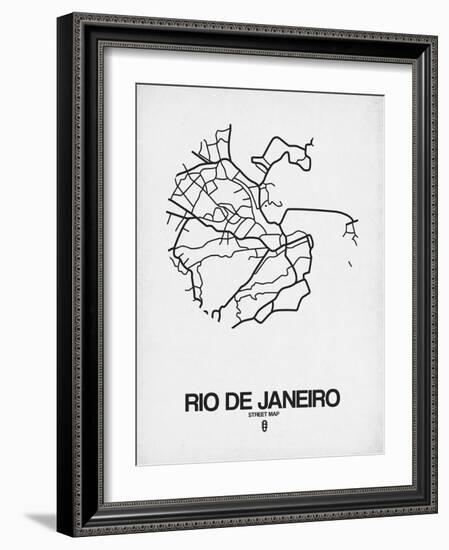 Rio de Janeiro Street Map White-NaxArt-Framed Art Print