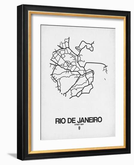 Rio de Janeiro Street Map White-NaxArt-Framed Art Print