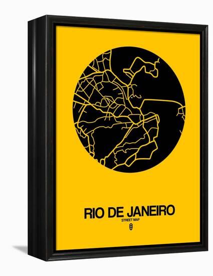 Rio de Janeiro Street Map Yellow-NaxArt-Framed Stretched Canvas