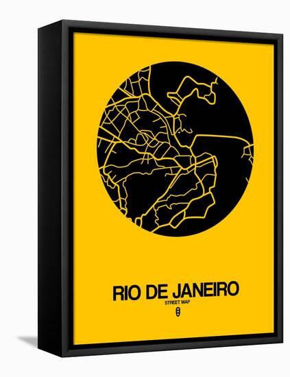 Rio de Janeiro Street Map Yellow-NaxArt-Framed Stretched Canvas