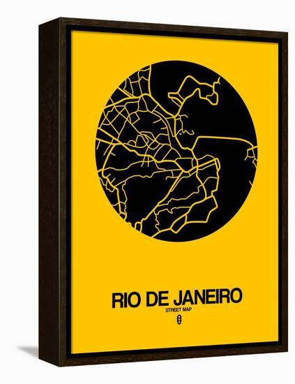 Rio de Janeiro Street Map Yellow-NaxArt-Framed Stretched Canvas