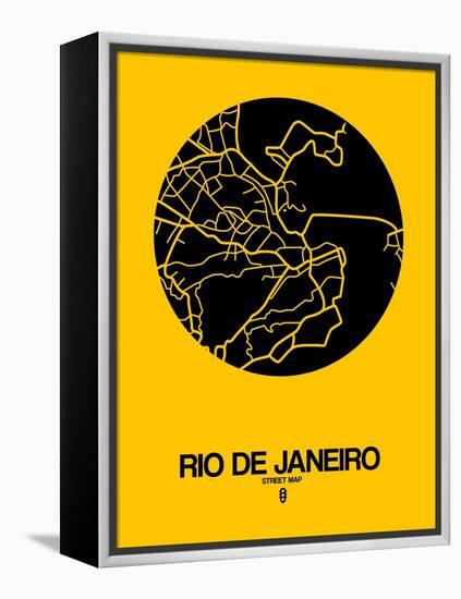 Rio de Janeiro Street Map Yellow-NaxArt-Framed Stretched Canvas