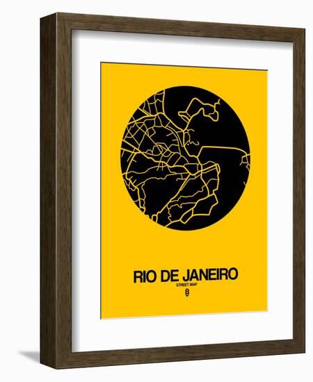 Rio de Janeiro Street Map Yellow-NaxArt-Framed Art Print