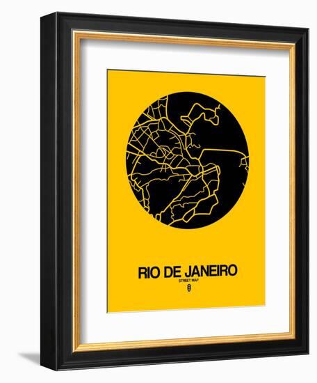 Rio de Janeiro Street Map Yellow-NaxArt-Framed Art Print