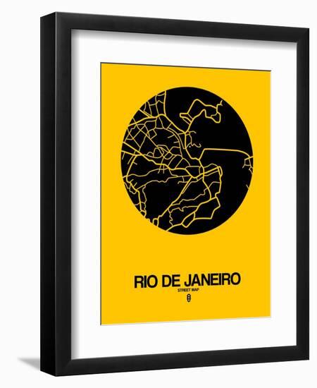 Rio de Janeiro Street Map Yellow-NaxArt-Framed Premium Giclee Print