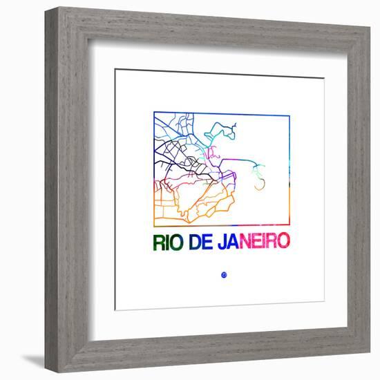 Rio De Janeiro Watercolor Street Map-NaxArt-Framed Art Print