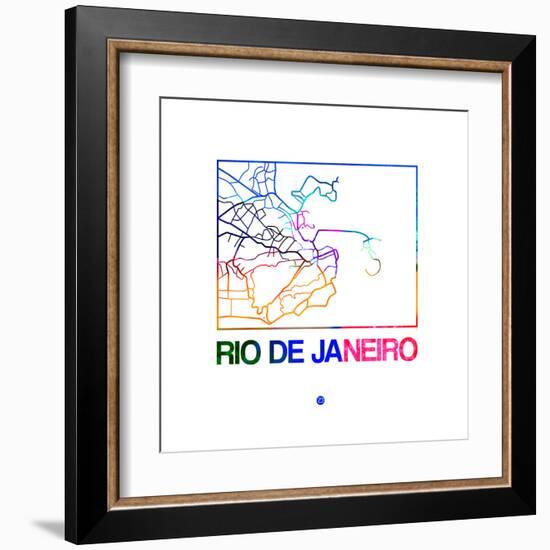 Rio De Janeiro Watercolor Street Map-NaxArt-Framed Art Print