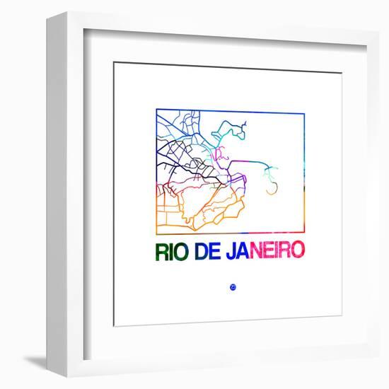 Rio De Janeiro Watercolor Street Map-NaxArt-Framed Art Print