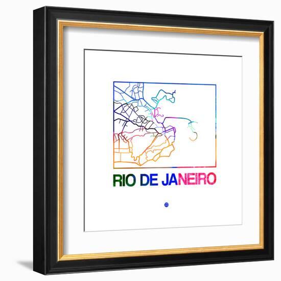 Rio De Janeiro Watercolor Street Map-NaxArt-Framed Art Print