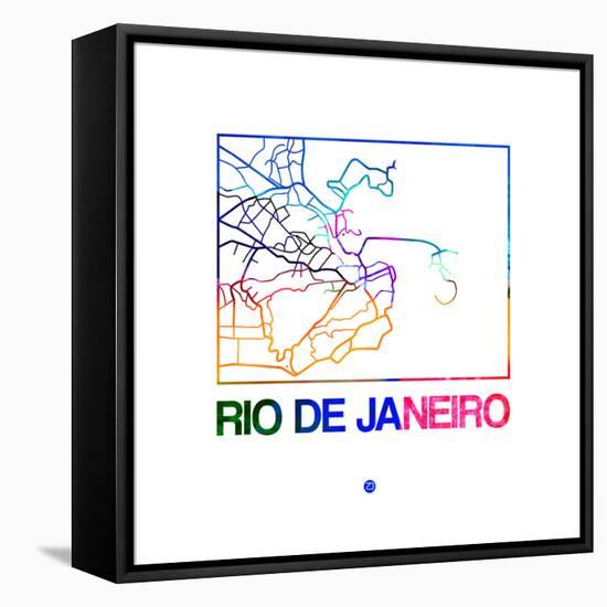 Rio De Janeiro Watercolor Street Map-NaxArt-Framed Stretched Canvas