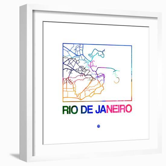 Rio De Janeiro Watercolor Street Map-NaxArt-Framed Premium Giclee Print