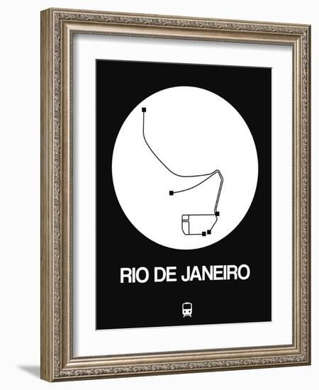 Rio De Janeiro White Subway Map-NaxArt-Framed Art Print