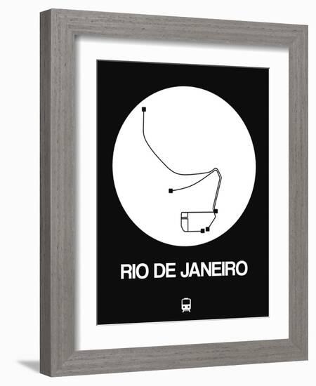 Rio De Janeiro White Subway Map-NaxArt-Framed Art Print