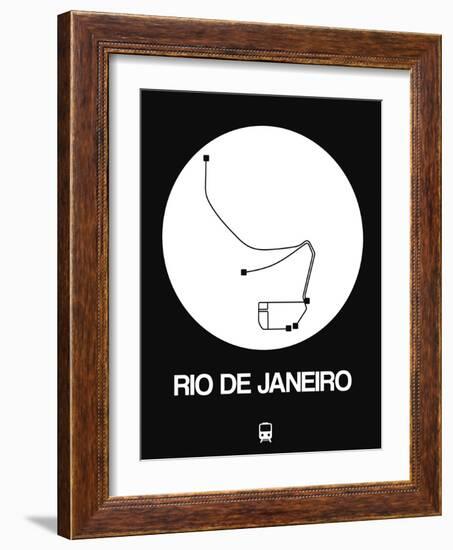 Rio De Janeiro White Subway Map-NaxArt-Framed Art Print