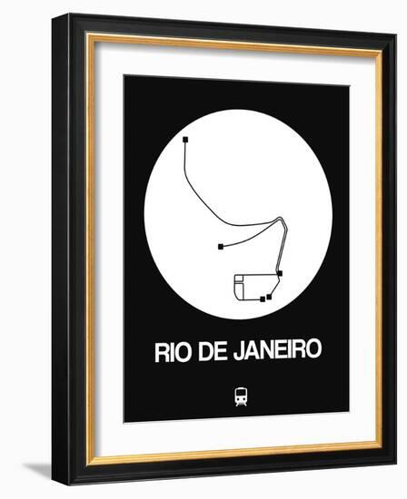 Rio De Janeiro White Subway Map-NaxArt-Framed Art Print