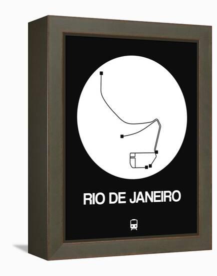 Rio De Janeiro White Subway Map-NaxArt-Framed Stretched Canvas