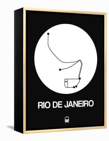 Rio De Janeiro White Subway Map-NaxArt-Framed Stretched Canvas