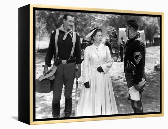 RIO GRANDE, 1950 directed by JOHN FORD John Wayne, Maureen O'Hara and Victor McLaglen (b/w photo)-null-Framed Stretched Canvas